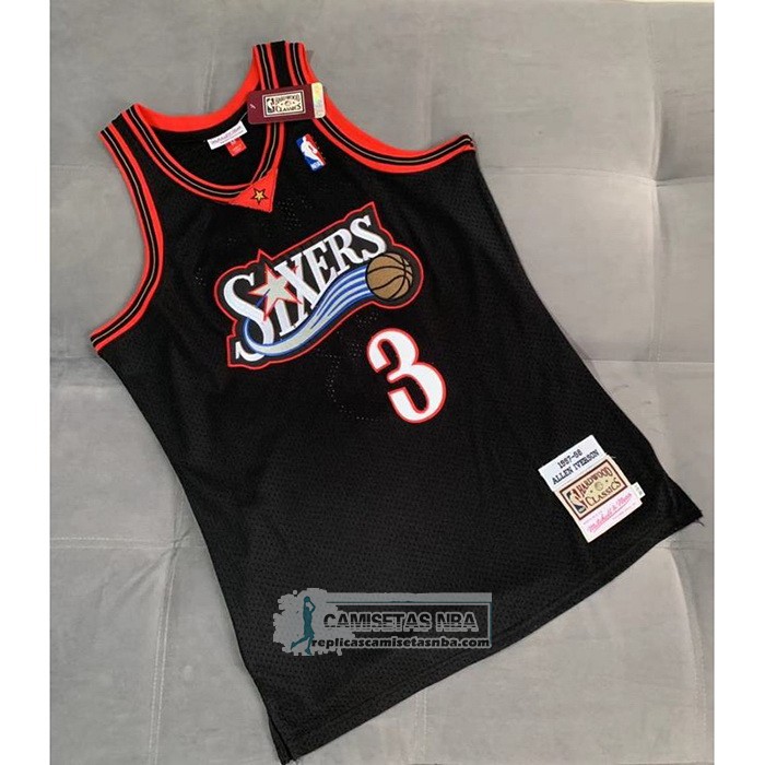Camiseta Philadelphia 76ers Allen Iverson Mitchell & Ness 1997-98 Negro